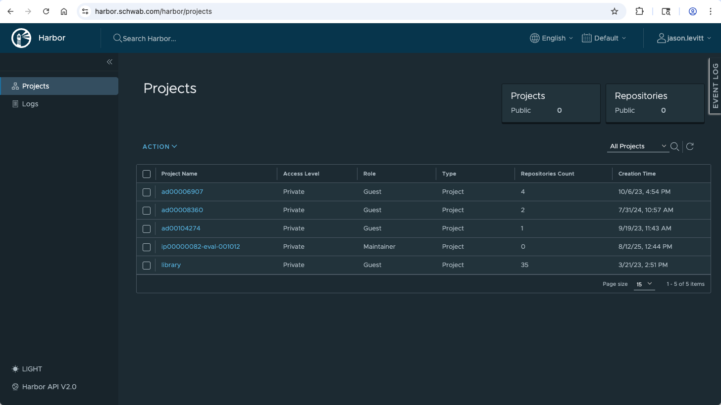 Harbor Projects Interface